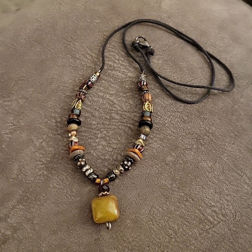 Handmade Western Gemstone Metal Beaded Unisex Necklace - Picture 2 of 6